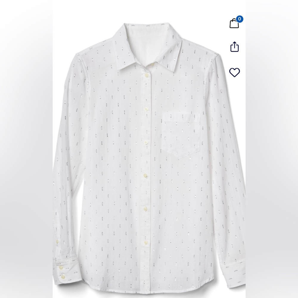 NWT Metallic Fitted Boyfriend Shirt - Picture 2 of 7